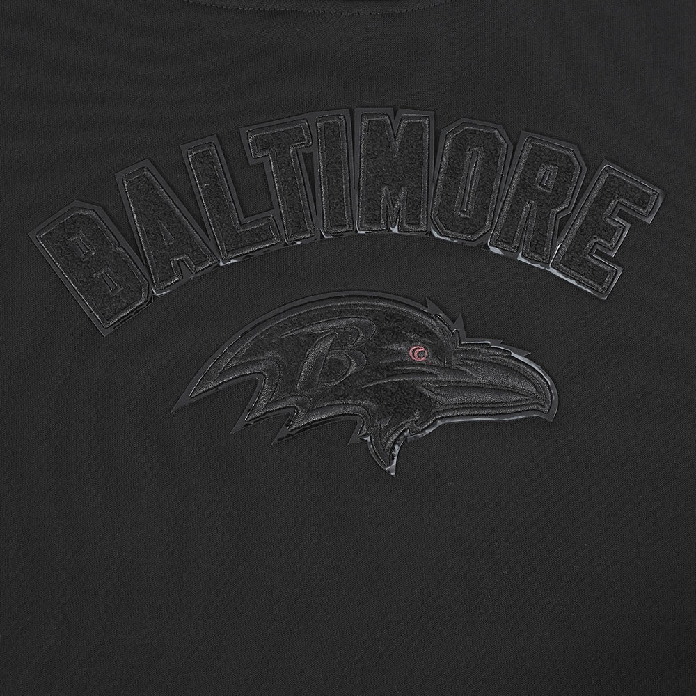 NFL BALTIMORE RAVENS TRIPLE BLACK WOMEN'S FLEECE PULLOVER HOODIE (TRIPLE BLACK WOMEN'S)