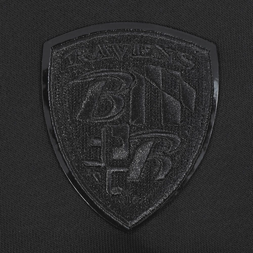 NFL BALTIMORE RAVENS TRIPLE BLACK WOMEN'S FLEECE PULLOVER HOODIE (TRIPLE BLACK WOMEN'S)