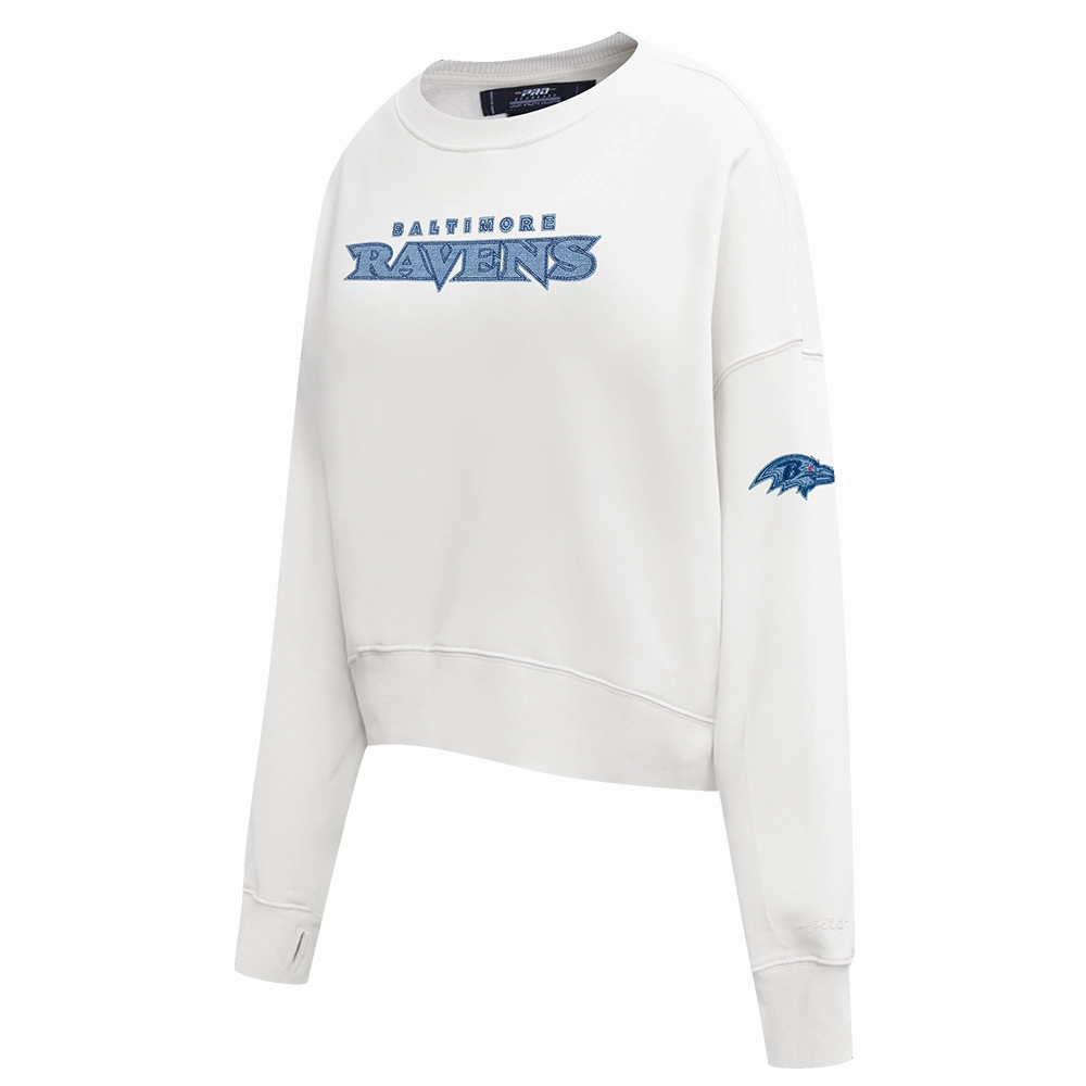 NFL BALTIMORE RAVENS VARSITY BLUES WOMEN'S CREWNECK (LINEN)