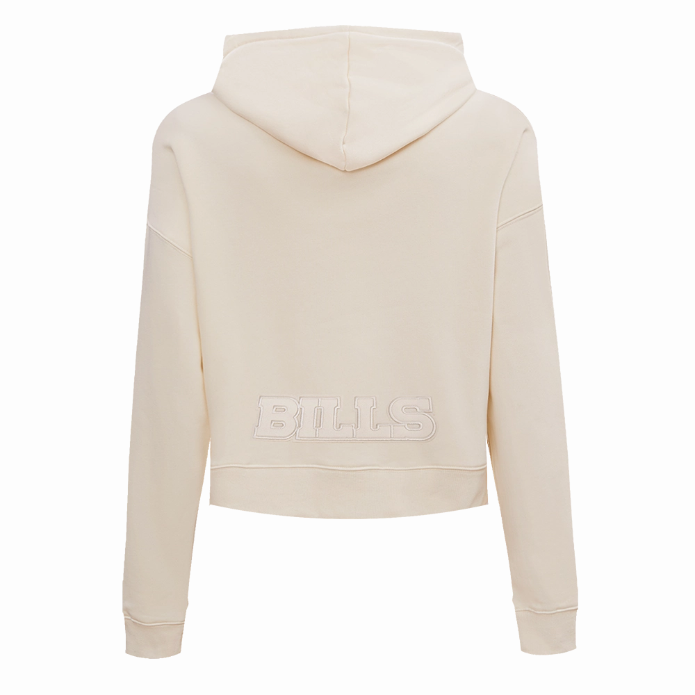 NFL BUFFALO BILLS NEUTRAL CROPPED WOMEN'S PULLOVER HOODIE (EGGSHELL)