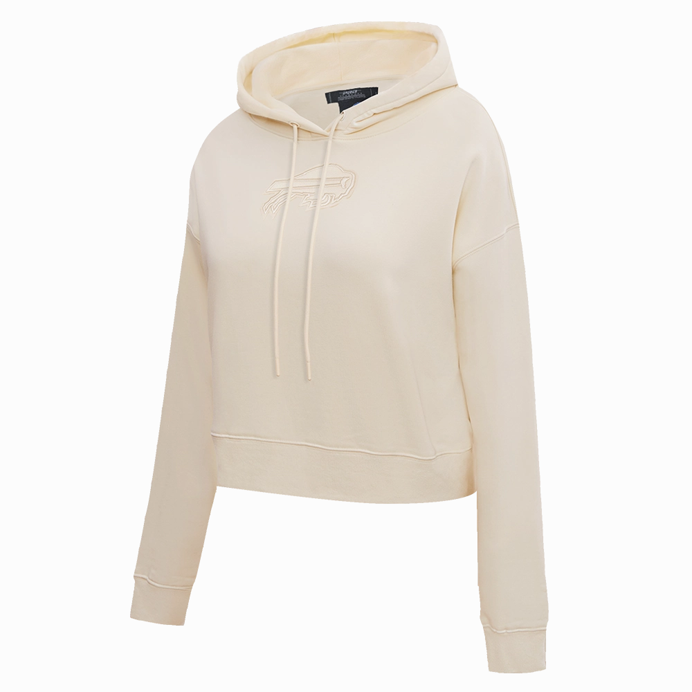 NFL BUFFALO BILLS NEUTRAL CROPPED WOMEN'S PULLOVER HOODIE (EGGSHELL)