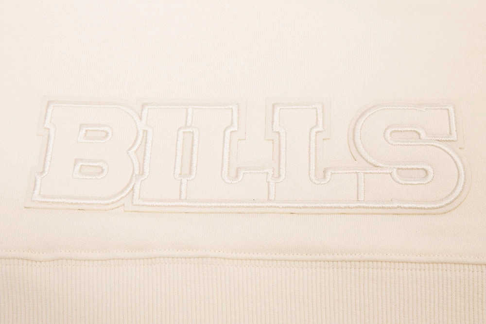 NFL BUFFALO BILLS NEUTRAL CROPPED WOMEN'S PULLOVER HOODIE (EGGSHELL)