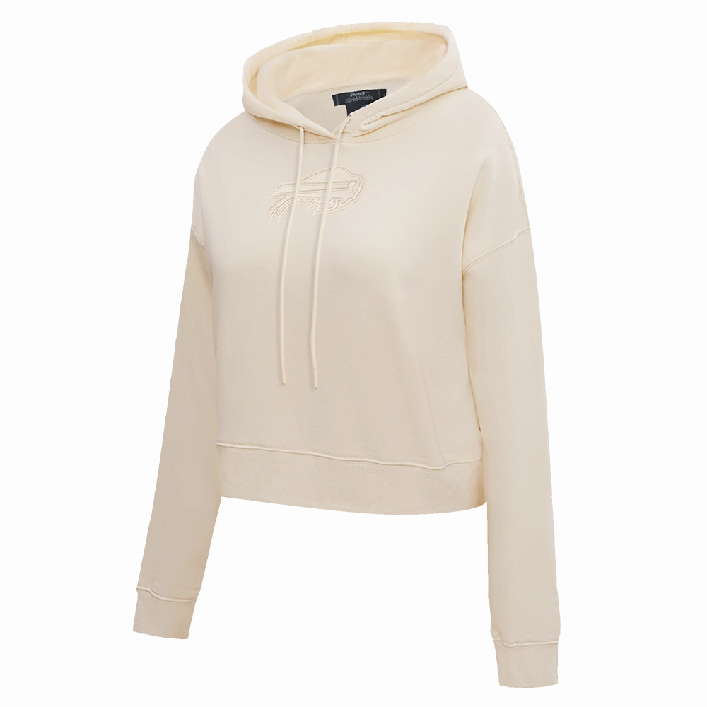 NFL BUFFALO BILLS NEUTRAL CROPPED WOMEN'S PULLOVER HOODIE (EGGSHELL)