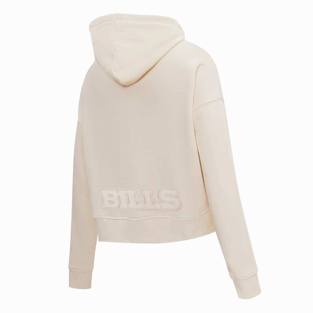 NFL BUFFALO BILLS NEUTRAL CROPPED WOMEN'S PULLOVER HOODIE (EGGSHELL)