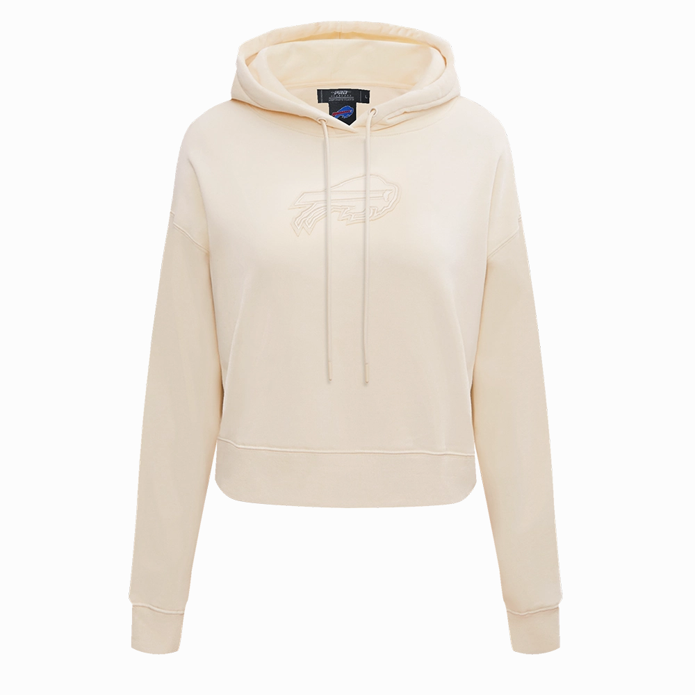 NFL BUFFALO BILLS NEUTRAL CROPPED WOMEN'S PULLOVER HOODIE (EGGSHELL)