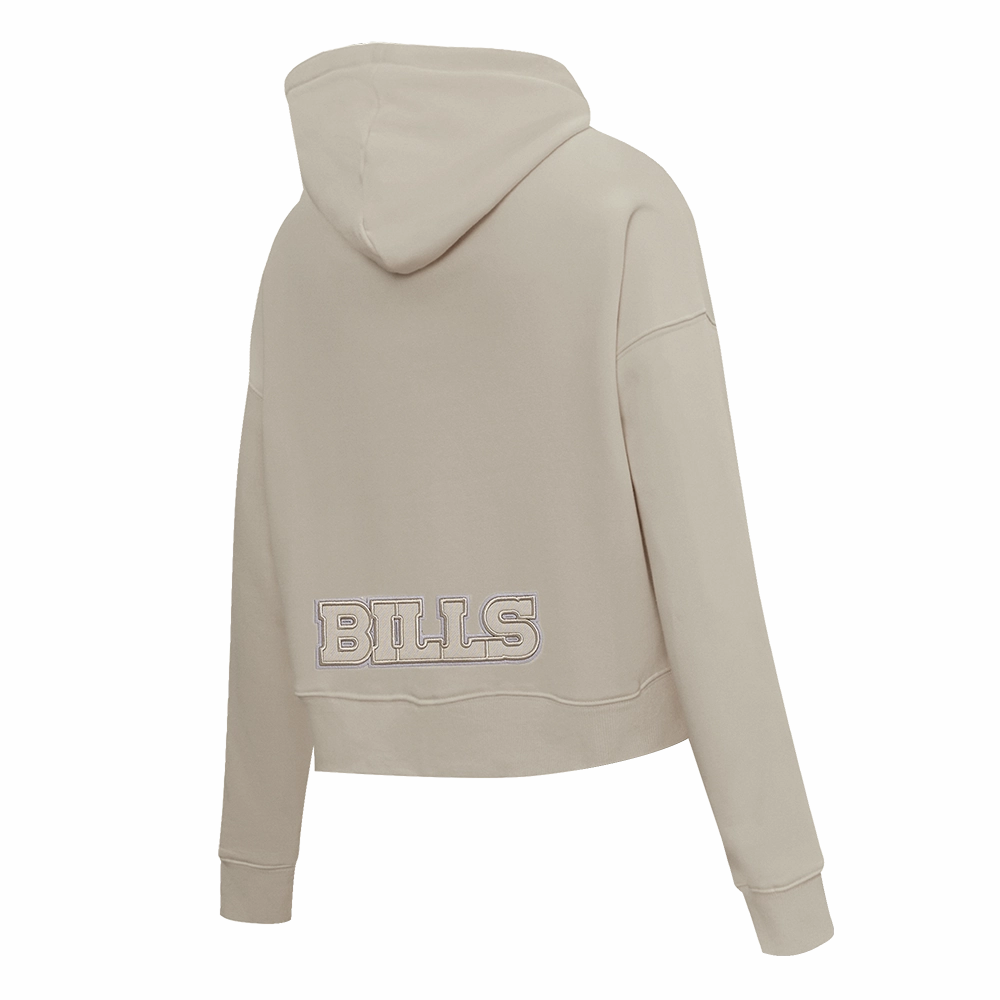NFL BUFFALO BILLS NEUTRAL WOMEN'S CROPPED PULLOVER HOODIE (TAUPE)