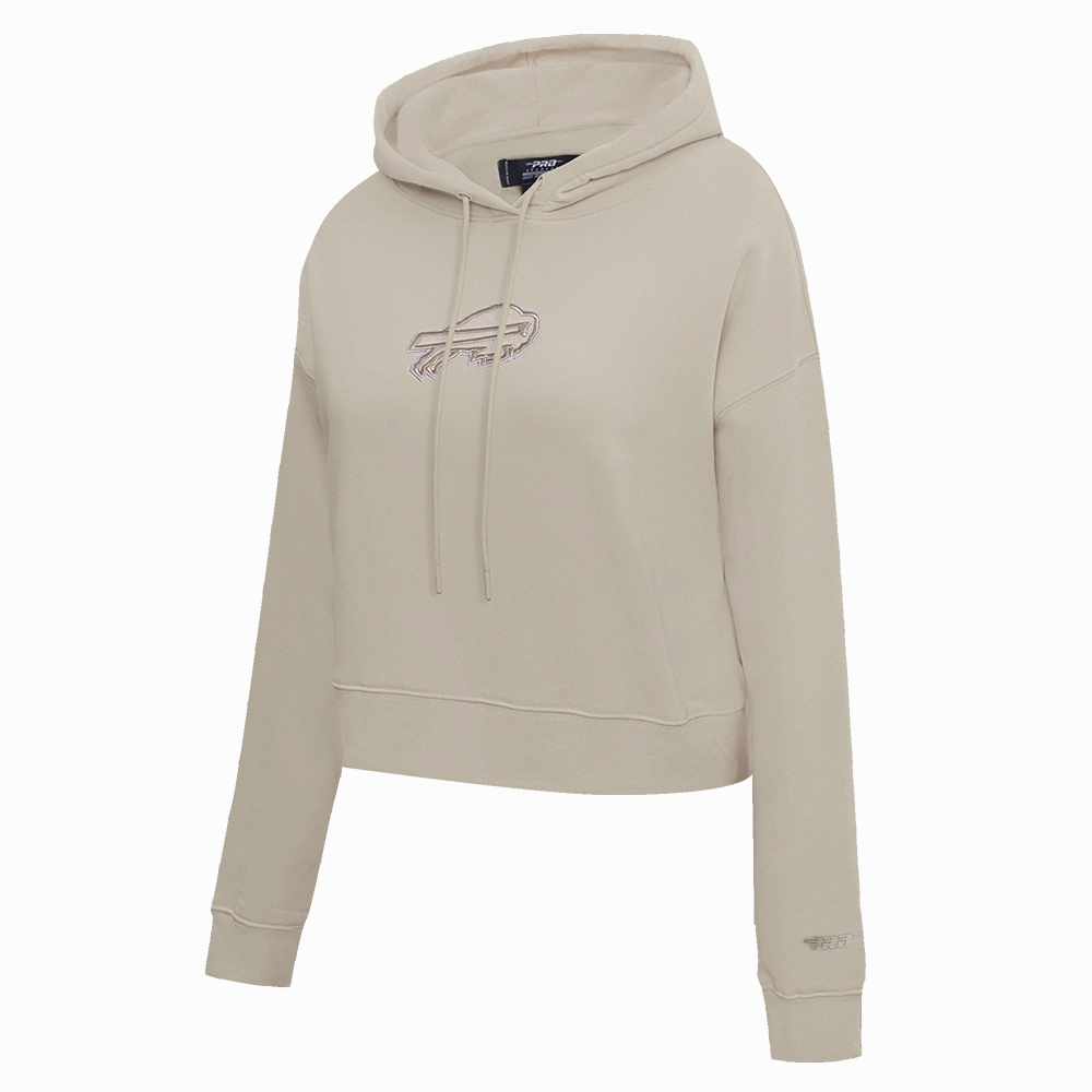 NFL BUFFALO BILLS NEUTRAL WOMEN'S CROPPED PULLOVER HOODIE (TAUPE)