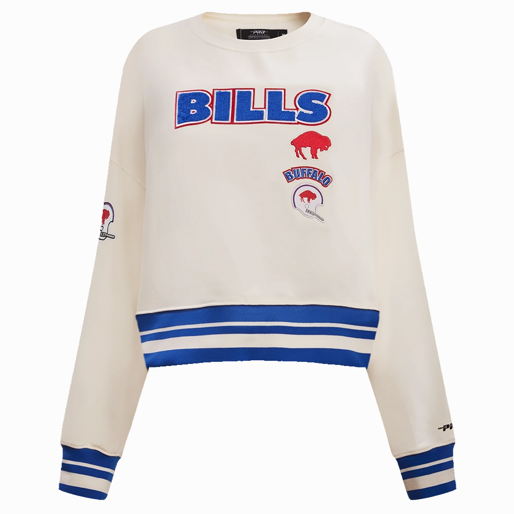 NFL BUFFALO BILLS RETRO CLASSIC WOMEN'S CREWNECK (EGGSHELL/ROYAL BLUE)