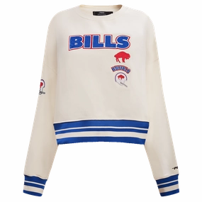 NFL BUFFALO BILLS RETRO CLASSIC WOMEN'S CREWNECK (EGGSHELL/ROYAL BLUE)