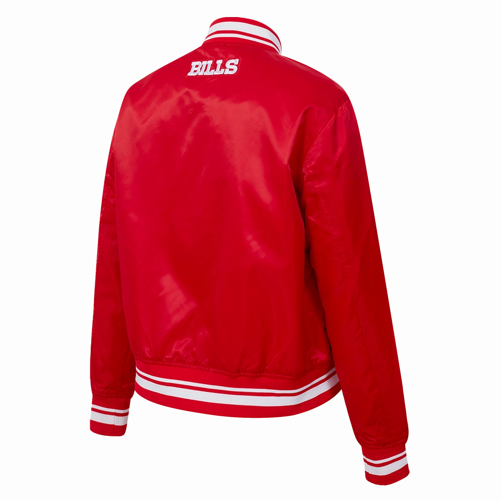 NFL BUFFALO BILLS SCRIPT TAIL WOMEN'S RIB SATIN JACKET (RED)