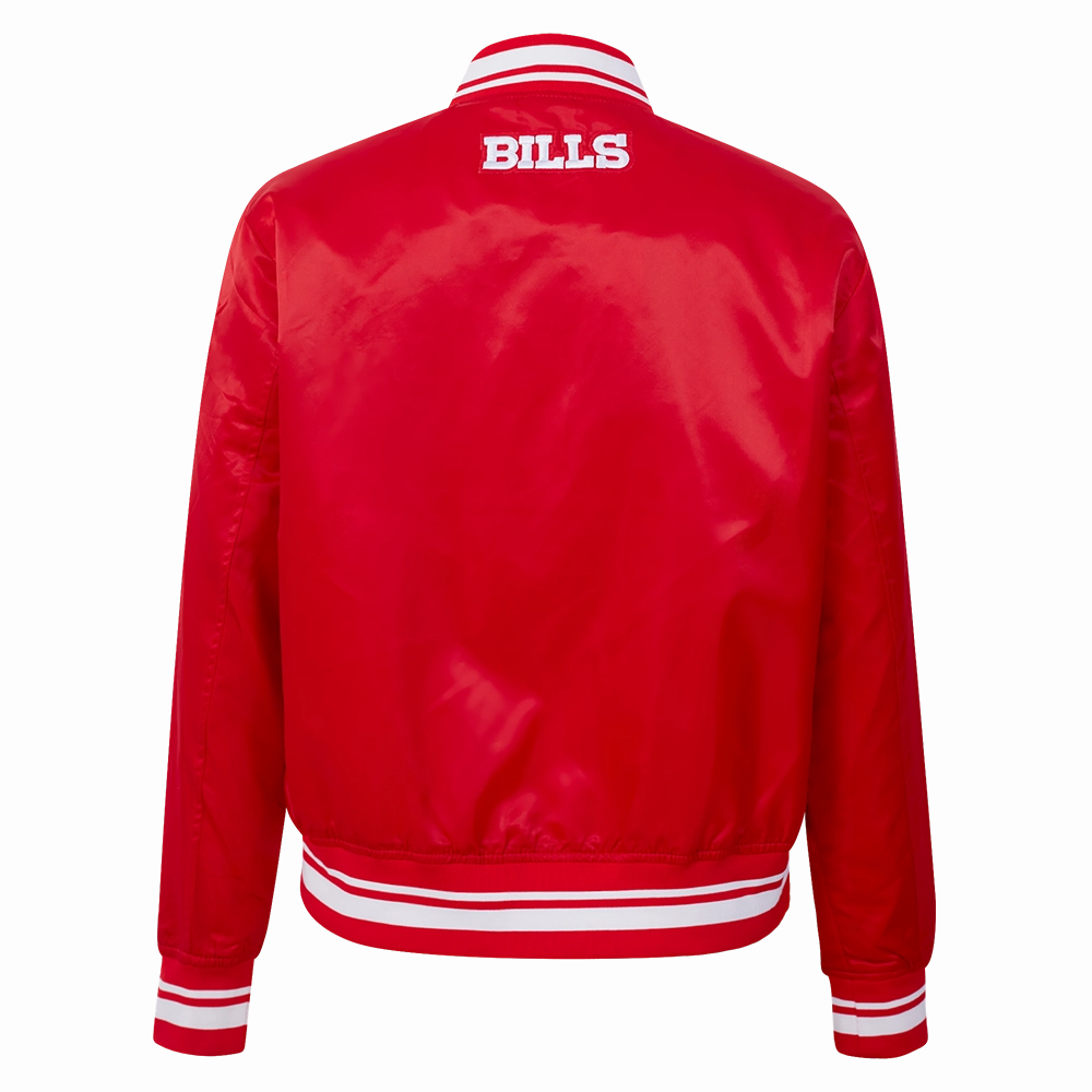 NFL BUFFALO BILLS SCRIPT TAIL WOMEN'S RIB SATIN JACKET (RED)