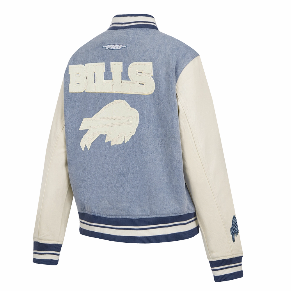 NFL BUFFALO BILLS VARSITY BLUES WOMEN'S DENIM VARSITY JACKET (DENIM/LINEN)