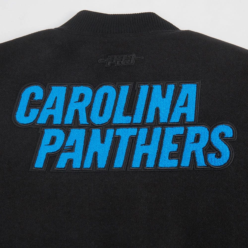NFL CAROLINA PANTHERS CLASSIC WOMEN'S WOOL VARSITY JACKET (BLACK/WHITE)