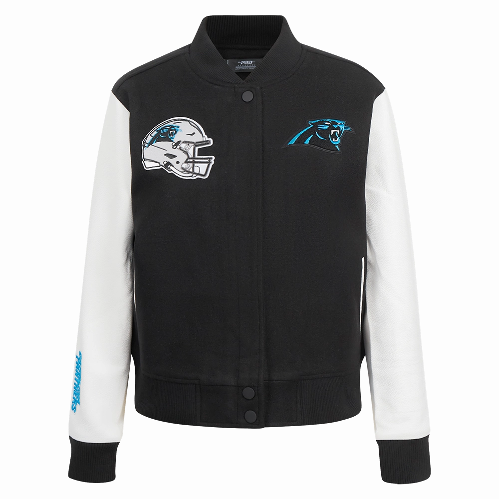NFL CAROLINA PANTHERS CLASSIC WOMEN'S WOOL VARSITY JACKET (BLACK/WHITE)
