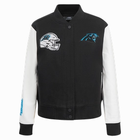 NFL CAROLINA PANTHERS CLASSIC WOMEN'S WOOL VARSITY JACKET (BLACK/WHITE)