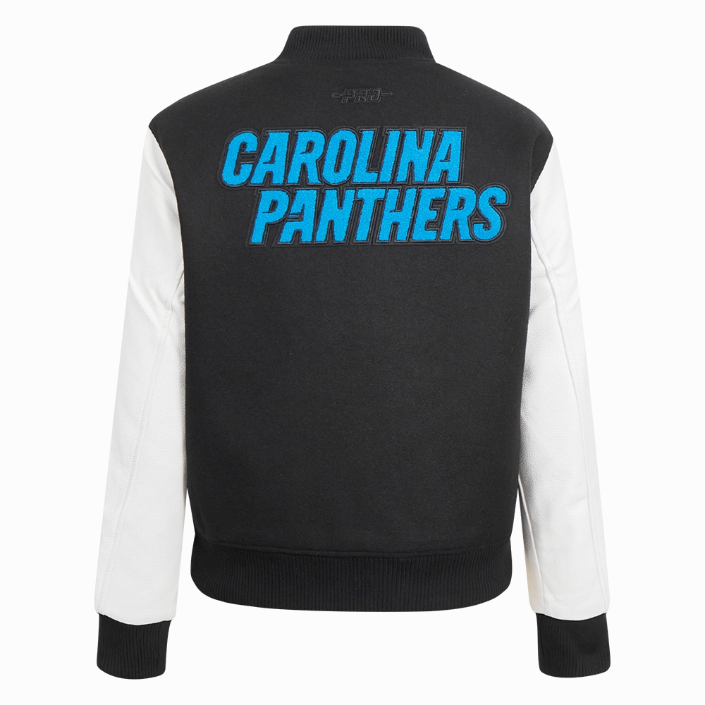 NFL CAROLINA PANTHERS CLASSIC WOMEN'S WOOL VARSITY JACKET (BLACK/WHITE)