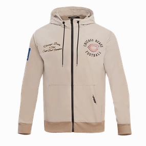 NFL CHICAGO BEARS HYBRID WOVEN FZ PO HOODIE (KHAKI)
