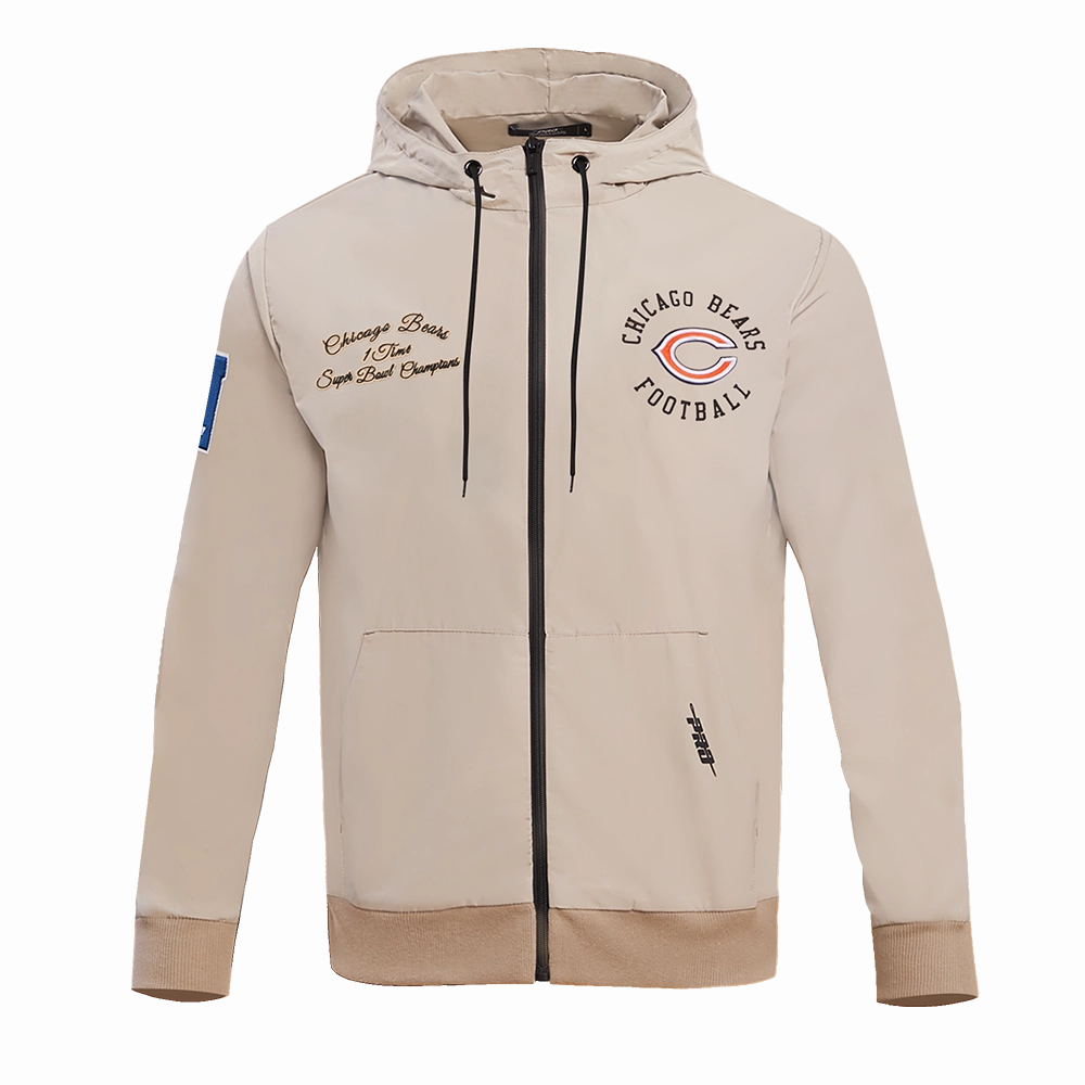 NFL CHICAGO BEARS HYBRID WOVEN FZ PO HOODIE (KHAKI)