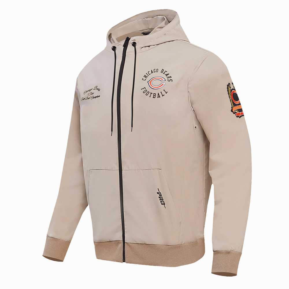 NFL CHICAGO BEARS HYBRID WOVEN FZ PO HOODIE (KHAKI)