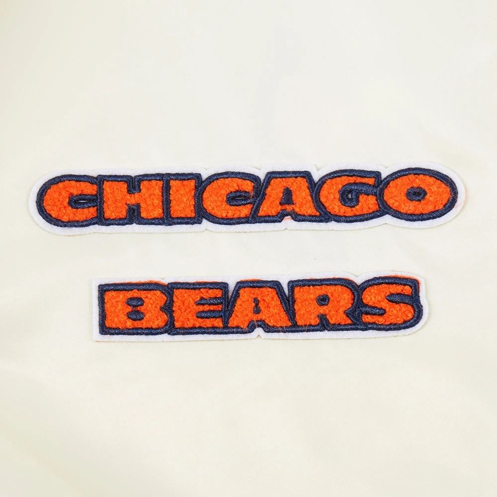 NFL CHICAGO BEARS RETRO CLASSIC WOMEN'S RIB SATIN JACKET (EGGSHELL/ MIDNIGHT NAVY)