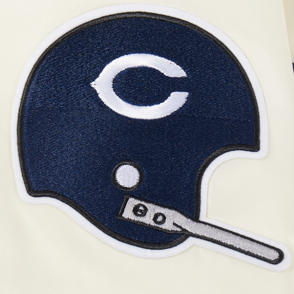 NFL CHICAGO BEARS RETRO CLASSIC WOMEN'S RIB SATIN JACKET (EGGSHELL/ MIDNIGHT NAVY)