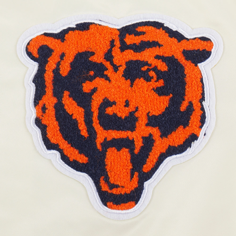 NFL CHICAGO BEARS RETRO CLASSIC WOMEN'S RIB SATIN JACKET (EGGSHELL/ MIDNIGHT NAVY)