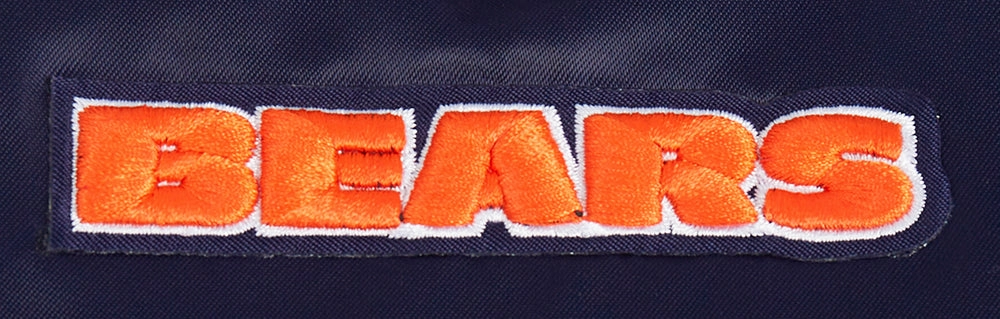 NFL CHICAGO BEARS SCRIPT TAIL WOMEN'S SATIN JACKET (MIDNIGHT NAVY/ORANGE/MIDNIGHT NAVY)