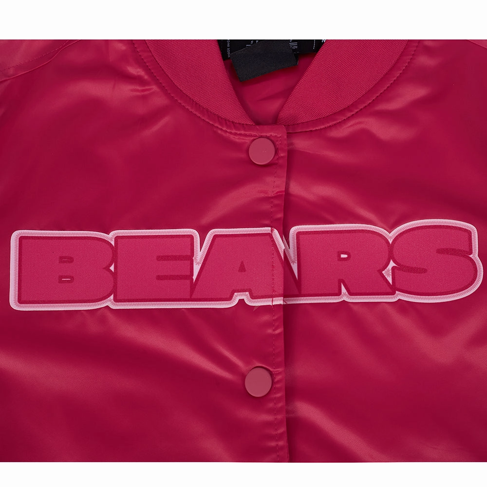NFL CHICAGO BEARS TRIPLE PINK WOMEN'S SATIN JACKET (BEETROOT PURPLE)