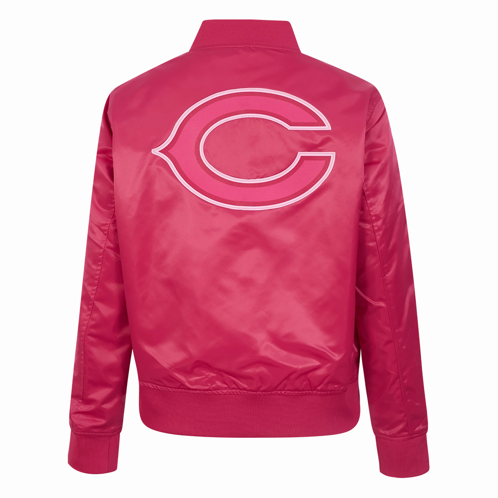 NFL CHICAGO BEARS TRIPLE PINK WOMEN'S SATIN JACKET (BEETROOT PURPLE)