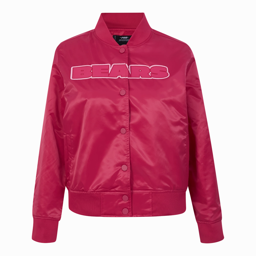 NFL CHICAGO BEARS TRIPLE PINK WOMEN'S SATIN JACKET (BEETROOT PURPLE)