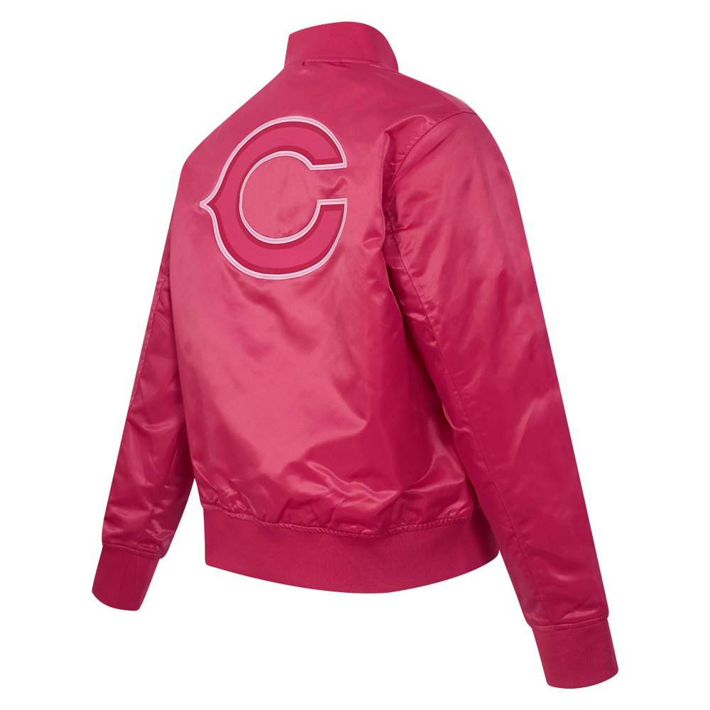 NFL CHICAGO BEARS TRIPLE PINK WOMEN'S SATIN JACKET (BEETROOT PURPLE)