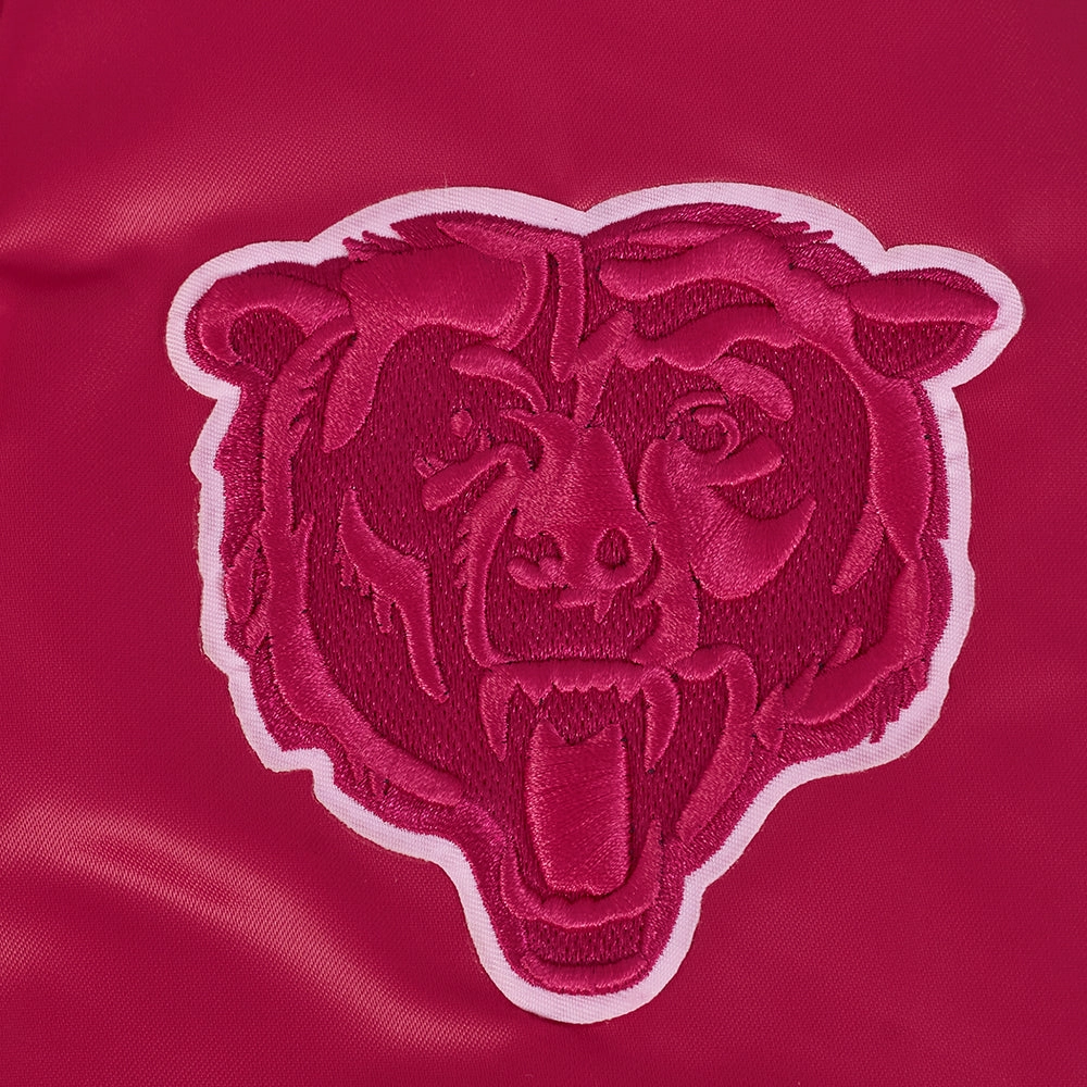 NFL CHICAGO BEARS TRIPLE PINK WOMEN'S SATIN JACKET (BEETROOT PURPLE)