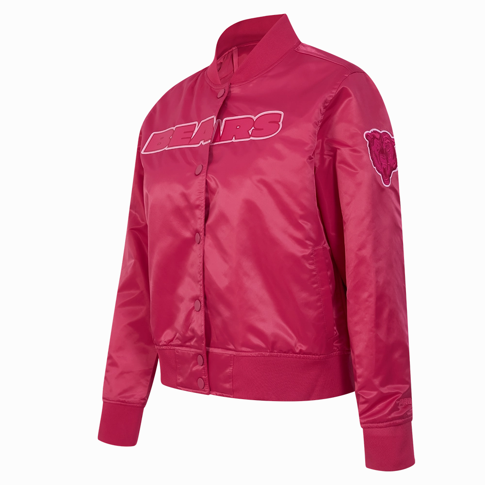NFL CHICAGO BEARS TRIPLE PINK WOMEN'S SATIN JACKET (BEETROOT PURPLE)