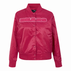 NFL CHICAGO BEARS TRIPLE PINK WOMEN'S SATIN JACKET (BEETROOT PURPLE)