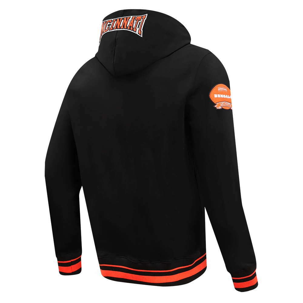 NFL CINCINNATI BENGALS CREST EMBLEM MEN'S RIB PO HOODIE (HEATHER GRAY/BLACK)