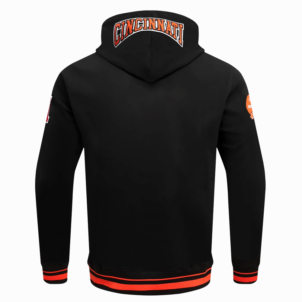 NFL CINCINNATI BENGALS CREST EMBLEM MEN'S RIB PO HOODIE (HEATHER GRAY/BLACK)
