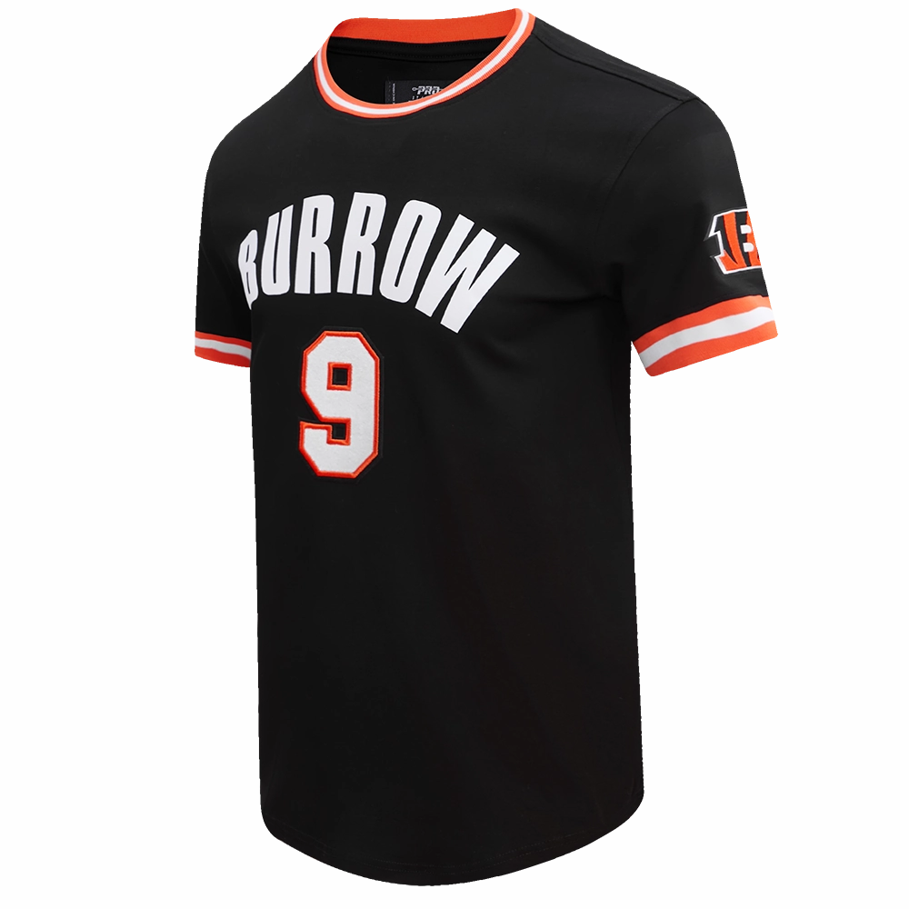 NFL CINCINNATI BENGALS JOE BURROW #9 MEN'S TEE (BLACK/ORANGE)