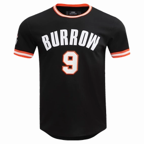 NFL CINCINNATI BENGALS JOE BURROW #9 MEN'S TEE (BLACK/ORANGE)