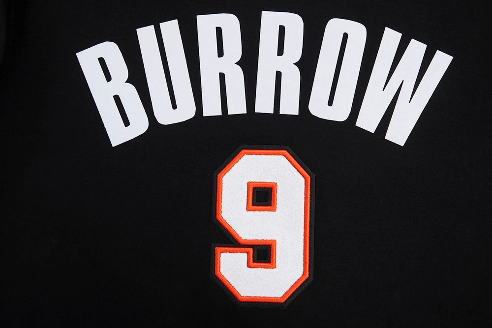 NFL CINCINNATI BENGALS JOE BURROW #9 MEN'S TEE (BLACK/ORANGE)