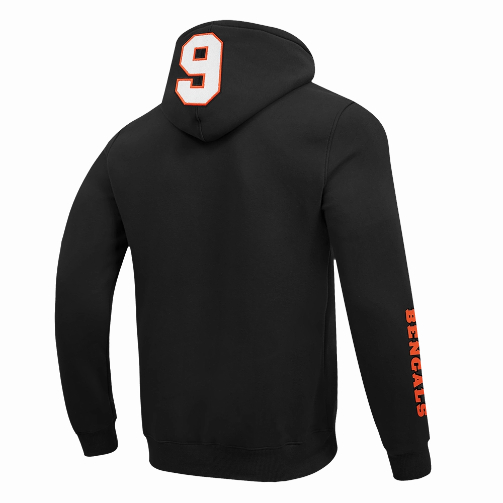 NFL CINCINNATI BENGALS JOE BURROW #9 REMIX AVATAR MEN'S FLEECE PULLOVER HOODIE (BLACK)