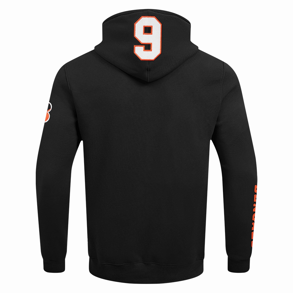 NFL CINCINNATI BENGALS JOE BURROW #9 REMIX AVATAR MEN'S FLEECE PULLOVER HOODIE (BLACK)