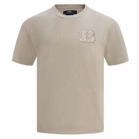 NFL CINCINNATI BENGALS NEUTRAL COTTON JERSEY DROP SHOULDER TEE (TAUPE)