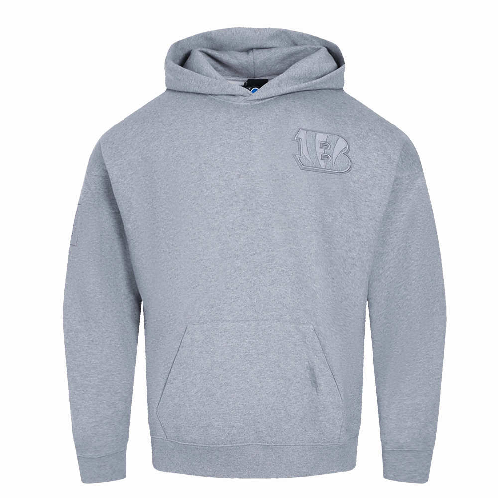 NFL CINCINNATI BENGALS NEUTRAL MEN'S DROP SHOULDER PULLOVER HOODIE (DARK HEATHER GRAY)