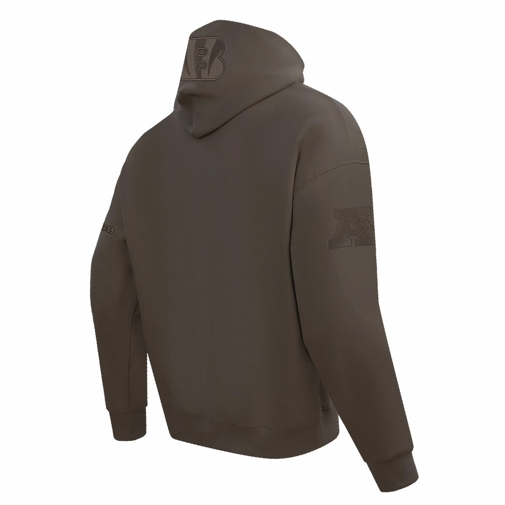 NFL CINCINNATI BENGALS NEUTRAL MEN'S DROP SHOULDER PULLOVER HOODIE (DARK TAUPE)