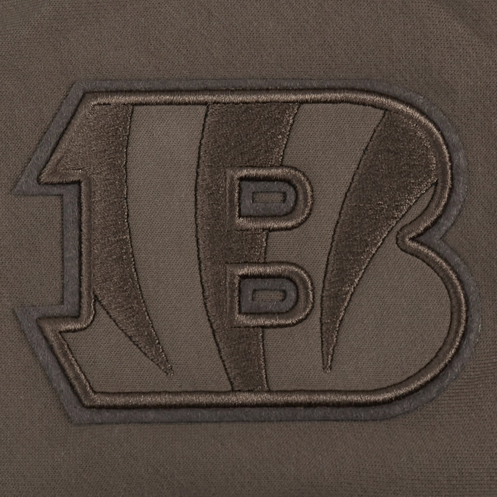 NFL CINCINNATI BENGALS NEUTRAL MEN'S DROP SHOULDER PULLOVER HOODIE (DARK TAUPE)