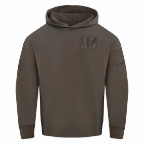 NFL CINCINNATI BENGALS NEUTRAL MEN'S DROP SHOULDER PULLOVER HOODIE (DARK TAUPE)