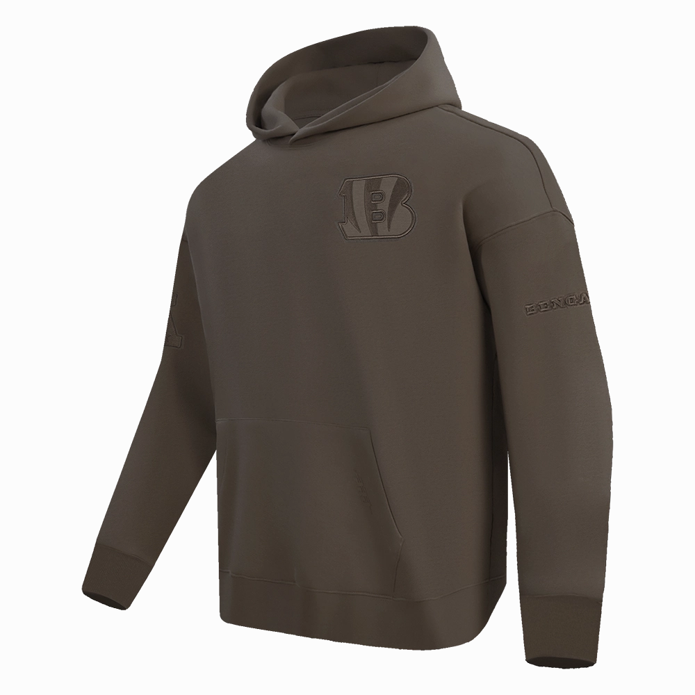 NFL CINCINNATI BENGALS NEUTRAL MEN'S DROP SHOULDER PULLOVER HOODIE (DARK TAUPE)