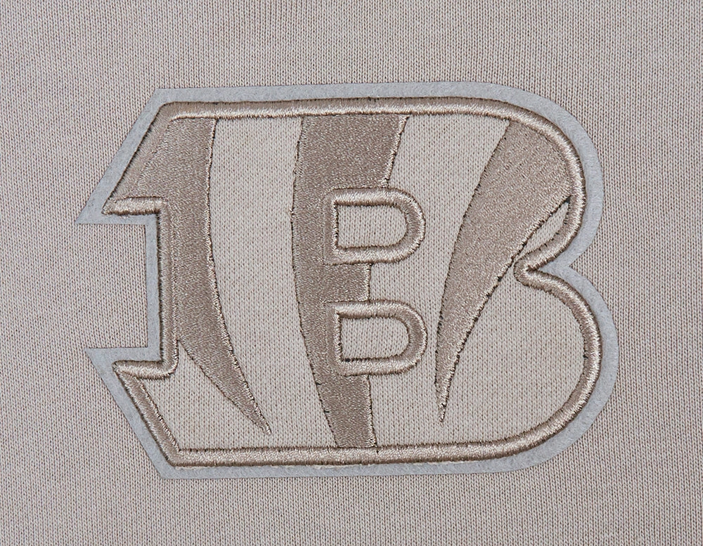 NFL CINCINNATI BENGALS NEUTRAL WOMEN'S CROPPED PULLOVER HOODIE (TAUPE)