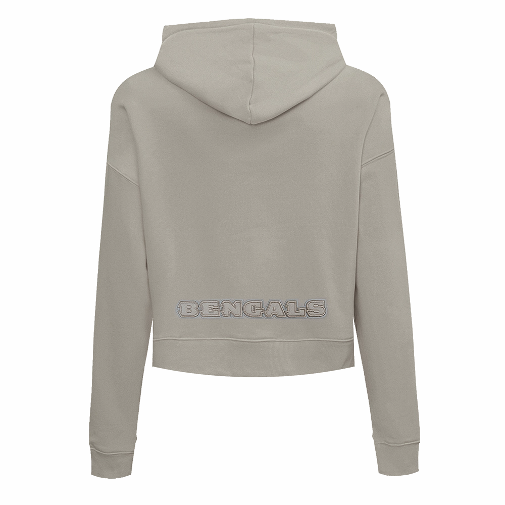 NFL CINCINNATI BENGALS NEUTRAL WOMEN'S CROPPED PULLOVER HOODIE (TAUPE)