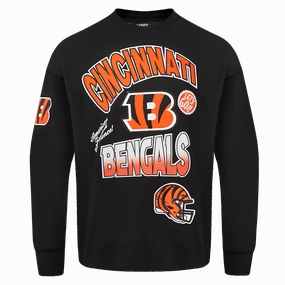NFL CINCINNATI BENGALS TURN IT UP M DROP SHOULDER FLC CREWNECK (BLACK)